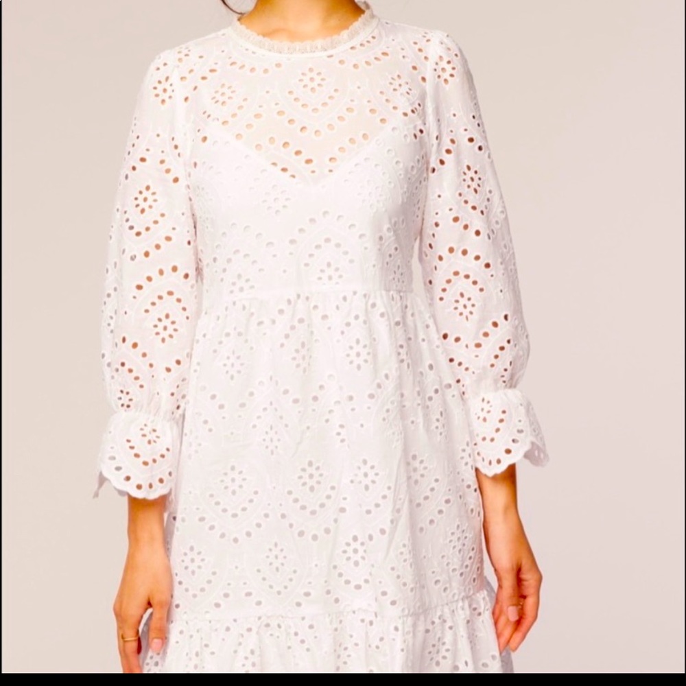 Banana Republic White Eyelet Midi Dress